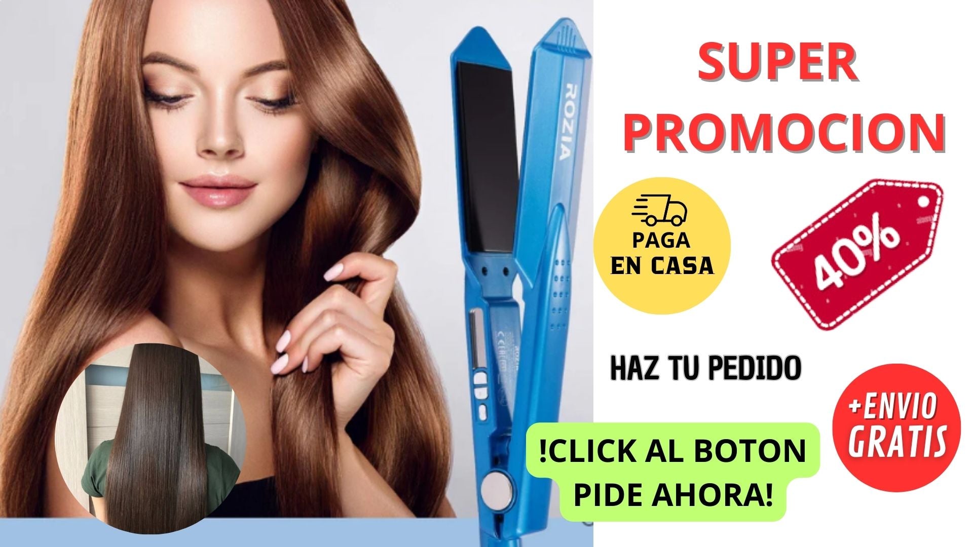 PLANCHA PROFESIONAL PARA CABELLO - ROZIA