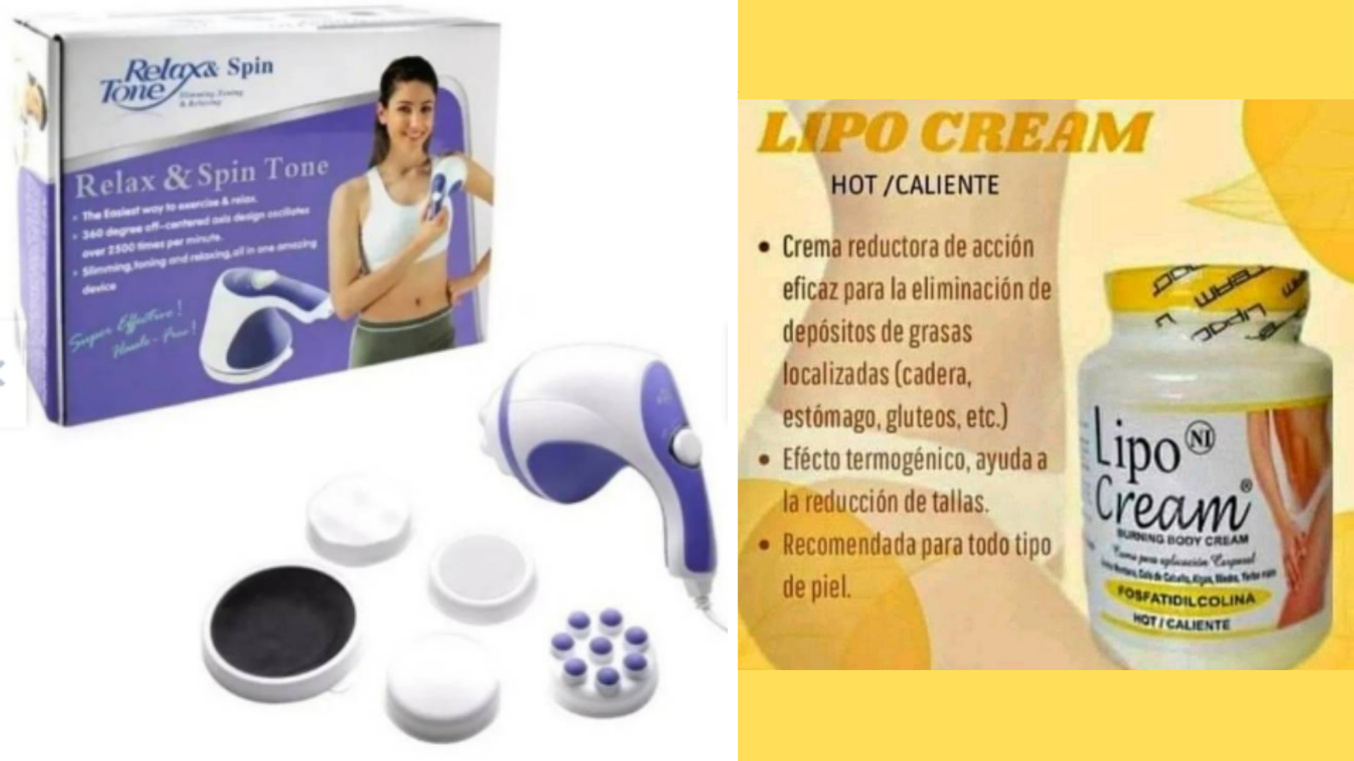 PACK QUEMA GRASA - CREMA REDUCTORA LIPOCREAM + MASAJEADOR ANTICELULITIS