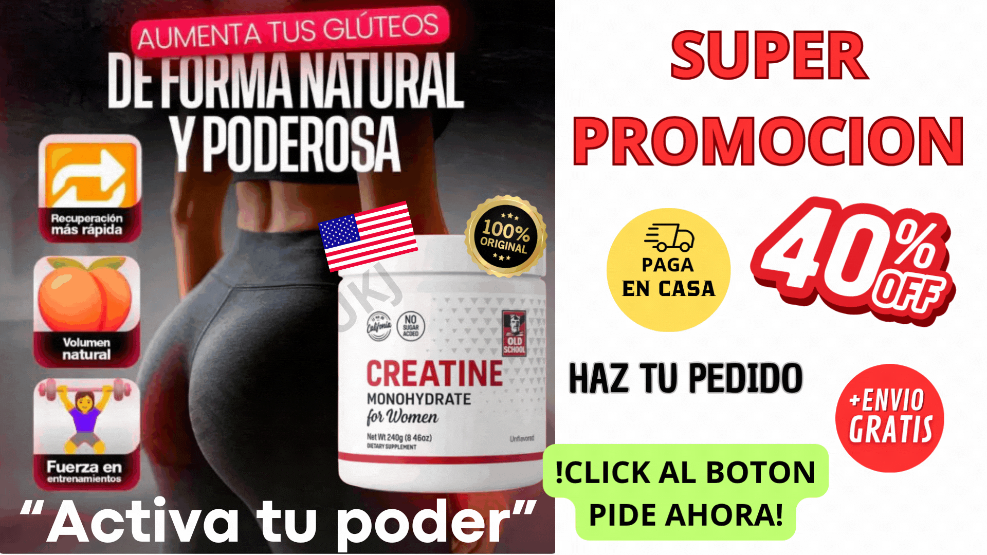 CREATINE MONOHYDRATE PREMIUM - ENERGIA, BELLEZA Y TONIFICACION